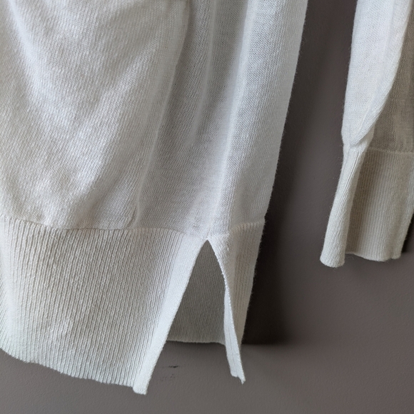 LOFT White Button-Up Cardigan Linen Blend M - Picture 6 of 13